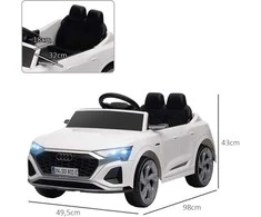 AIYAPLAY vaikiškas elektrinis automobilis 12V vaikiškas automobilis su 2.4G nuotolinio valdymo pulteliu, MP3 muzika ir garso signalu, elektrinis automobilis su priekiniais žibintais, 4 spyruokliniai ratai, 3-5 km/h, skirtas 3-6 metų vaikams, baltas