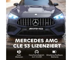 AIYAPLAY Vaikiškas elektrinis automobilis, Mercedes dizaino, su 12V varikliais, nuotolinio valdymo pultu, LED žibintais, muzika, vaikams nuo 3 iki 6 metų, pilkas