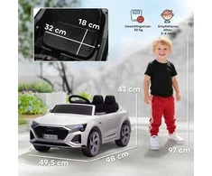 AIYAPLAY vaikiškas elektromobilis 12V su 2,4G nuotolinio valdymo pulteliu, MP3 muzika, garsiniu signalu, žibintais, 4 amortizuotais ratais, 3-5 km/h, 3-6 metų vaikams, baltas