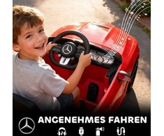 AIYAPLAY vaikiškas elektrinis automobilis, „Mercedes“ dizainas, 12V varikliai, nuotolinio valdymo pultas, LED žibintai, muzika, vaikams nuo 3 iki 6 metų, raudonas
