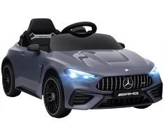 AIYAPLAY vaikiškas elektromobilis, Mercedes dizainas, 12V varikliai, nuotolinio valdymo pultas, LED žibintai, muzika, 3-6 metų vaikams, pilkas