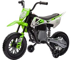 AIYAPLAY vaikiškas elektrinis motociklas, 12V vaikiškas motociklas su muzika, vaikiška transporto priemonė su nuimamais mokomaisiais ratais, 2,4-5 km/val., skirtas 3-6 metų vaikams, ne daugiau kaip 30 kg, žalias