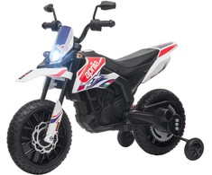 AIYAPLAY vaikiškas elektrinis motociklas, 12V vaikiškas motociklas su muzika, 6 km/val. vaikiška transporto priemonė su nuimamais mokomaisiais ratais, 12 colių plastikinėmis padangomis, skirtas 3-8 metų vaikams, ne daugiau kaip 30 kg, baltos spalvos
