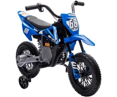 AIYAPLAY vaikiškas elektrinis motociklas, 12V motociklas vaikams su muzika, vaikiška transporto priemonė su nuimamais pagalbiniais ratukais, 2,4-5 km/val., 3-6 metų vaikams, maks. 30 kg, mėlynas