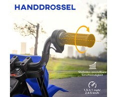 AIYAPLAY vaikiškas elektrinis motociklas, 12V vaikiškas motociklas su muzika, vaikiška transporto priemonė su nuimamais mokomaisiais ratais, 2,4-5 km/val., skirtas 3-6 metų vaikams, ne daugiau kaip 30 kg, mėlynos spalvos