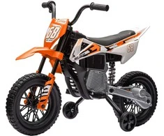 AIYAPLAY vaikiškas elektrinis motociklas, 12V vaikiškas motociklas su muzika, vaikiška transporto priemonė su nuimamais mokomaisiais ratais, 2,4-5 km/val., skirtas 3-6 metų vaikams, ne daugiau kaip 30 kg, oranžinis