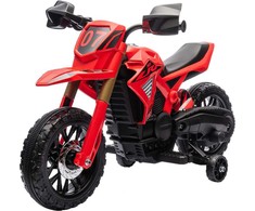 AIYAPLAY vaikiškas elektrinis motociklas, 6 V vaikiškas motociklas su mokomaisiais ratais, vaikiška transporto priemonė su garso signalu ir užvedimo garsu, 3 km/h, skirtas 3-8 metų vaikams, ne daugiau kaip 30 kg, raudonas