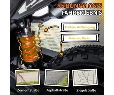 AIYAPLAY elektrinis motociklas vaikams, 12 V vaikiškas motociklas su muzika, 6 km/h vaikiška transporto priemonė su nuimamais pagalbiniais ratukais, 12 colių plastikinės padangos, 3–8 metų vaikams, maks. 30 kg, geltonas
