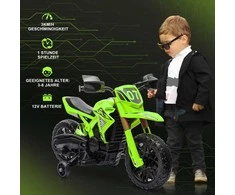 AIYAPLAY vaikiškas elektrinis motociklas, 6 V vaikiškas motociklas su mokomaisiais ratais, vaikiška transporto priemonė su garso signalu ir užvedimo garsu, 3 km/val., skirtas 3-8 metų vaikams, ne daugiau kaip 30 kg, žalias