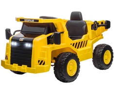 AIYAPLAY vaikiškas elektrinis traktorius 12V, sėdimas traktorius su 2,4 GHz nuotolinio valdymo pulteliu, kaušu, kastuvu, elektromobilis su muzika, garsiakalbiais, žibintais, 3-5 km/h, 3-6 metų vaikams, geltonas