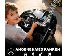 AIYAPLAY vaikiškas elektromobilis, „Mercedes“ dizainas, 12 V varikliai, nuotolinio valdymo pultas, LED žibintai, muzika, 3–6 metų vaikams, juodas