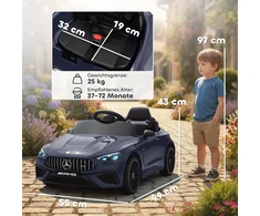 AIYAPLAY vaikiškas elektromobilis, Mercedes dizainas, 12V varikliai, nuotolinio valdymo pultas, LED žibintai, muzika, 3-6 metų vaikams, pilkas