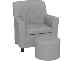 AIYAPLAY vaikiškas fotelis, vaikiška sofa su pakoja, vaikiškas baldų komplektas nuo 18 mėnesių, lininio audinio išvaizda, eukalipto mediena, pilka, 45 x 43 x 50,5 cm