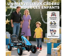 AIYAPLAY Vaikiškas pedalinis kartingas, reguliuojamo aukščio sėdynė, EVA ratai, stabdys, sankaba, 3-8 metai, Mėlynas