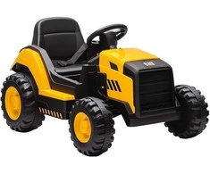 AIYAPLAY Vaikiškas statybinis transportas, paspiriamas automobilis vaikams, su nuotolinio valdymo pultu, rankiniu valdymu, „Bluetooth“ ir muzikos funkcija, 3–6 metai, plastikas, plienas, geltonas