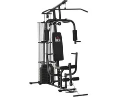 Aosom "HOMCOM Gym Multigym" treniruoklių stotelė su svarmenimis, kojų pritraukimu ir kojų lenkimu, metalas ir PU dirbtinė oda, juoda