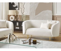 Beliani 2 asmenų sofa LOEN Boucle balta