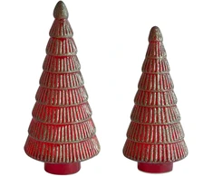 Beliani 2 dekoracinių figūrėlių rinkinys PURUVESI Eglutė 31/36 cm raudona/žalia