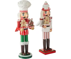 Beliani 2 dekoracinių figūrėlių rinkinys BODSJON Spragtukas 35 cm Raudonas/Baltas
