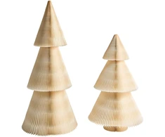 Beliani 2 kalėdinių dekoracijų rinkinys VEFSNA Eglutė 90/122 cm smėlio spalvos