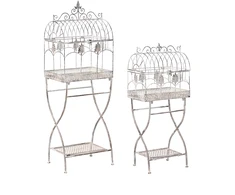 Beliani 2 lentynų sodo stelažų rinkinys SICILY, 43/37 cm, 122/90 cm, metalas, pilkas