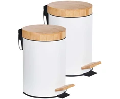 Beliani 2 šiukšliadėžių su pedalu rinkinys 3 l ECOSMART metalinis baltas