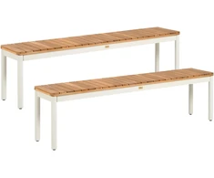 Beliani 2 sodo suoliukų rinkinys CORRICELLA, 163 cm, akacijos mediena, rudas