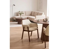Beliani 2 valgomojo kėdžių komplektas ALBION Boucle, šviesiai smėlio spalvos