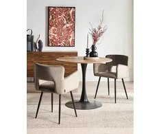 Beliani 2 valgomojo kėdžių komplektas SANILAC, veliūras, smėlio pilka spalva