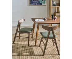 Beliani 2 valgomojo kėdžių rinkinys LACOTA, gumamedis, ruda / žalia