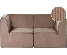 Beliani 2 vietų modulinė sofa LEMVIG, smėlio spalvos velveto audinys