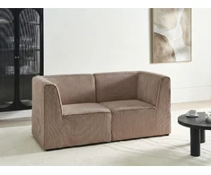 Beliani 2 vietų modulinė sofa LEMVIG, smėlio spalvos velveto audinys