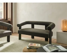 Beliani 2 vietų sofa ILBRO bouclé audinio, tamsiai žalia