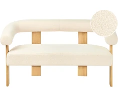 Beliani 2 vietų sofa ILBRO Boucle, kreminė balta / šviesiai ruda