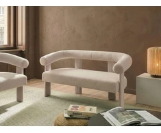Beliani 2 vietų sofa ILBRO Boucle šviesiai smėlio spalvos