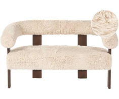 Beliani 2 vietų sofa ILBRO dirbtinis kailis, kreminė/tamsiai ruda