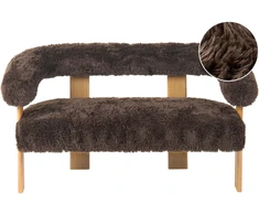 Beliani 2 vietų sofa ILBRO dirbtinis kailis tamsiai rudas / šviesiai rudas