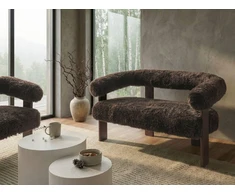 Beliani 2 vietų sofa ILBRO dirbtinis kailis tamsiai ruda