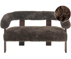 Beliani 2 vietų sofa ILBRO dirbtinis kailis tamsiai ruda