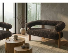 Beliani 2 vietų sofa ILBRO dirbtinis kailis tamsiai rudas / šviesiai rudas