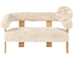 Beliani 2 vietų sofa ILBRO dirbtinis kailis kreminė/šviesiai ruda