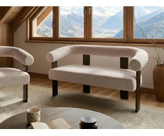 Beliani 2 vietų sofa ILBRO iš audinio Boucle, tamsiai ruda ir smėlio spalvos
