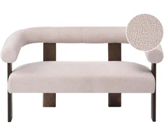 Beliani 2 vietų sofa ILBRO iš audinio Boucle, tamsiai ruda ir smėlio spalvos