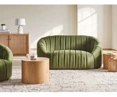 Beliani 2 vietų sofa MALUNG veliūrinė tamsiai žalia