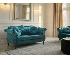 Beliani 2 vietų sofa SKIEN, veliūras, žydra