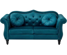 Beliani 2 vietų sofa SKIEN, veliūras, žydra