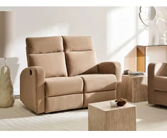 Beliani 2 vietų sofa su elektrine atsipalaidavimo funkcija VERDAL, veliūras, šviesiai ruda