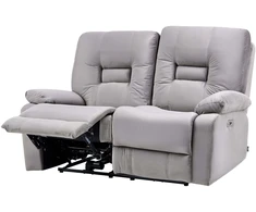 Beliani 2 vietų sofa su elektrine atsipalaidavimo funkcija BERGEN veliūrinė pilka
