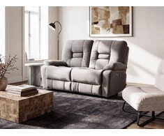 Beliani 2 vietų sofa su elektrine atsipalaidavimo funkcija BERGEN veliūrinė pilka