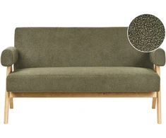 Beliani 2 vietų sofa TAMRE Boucle žalia / šviesiai ruda